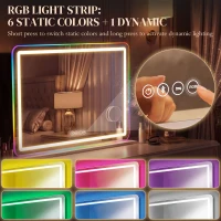 HOMCOM Vanity Mirror with Lights, Dimmable Makeup Mirror with Adjustable Colour Temperature, RGB Light, Bluetooth Speaker White(m-6)
