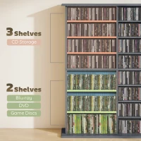 HOMCOM 16-Compartment Media Shelf - Grey(m-8)