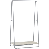 HOMCOM Appendiabiti 3 in 1 con scarpiera e barre appendiabiti, Legno naturale e Grigio