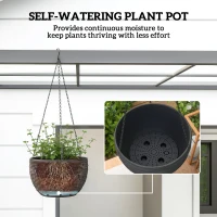 Outsunny Donice do roślin wewnętrznych i zewnętrznych, system samozraszania, wiszące donice z metalowymi łańcuchami, 4 sztuki, czarne(m-5)