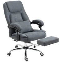 Vinsetto Fauteuil de bureau coussin massant hauteur réglable dossier inclinable repose-pied intégré tiss imitation lin gris(m-12)