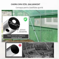 Outsunny Seră de grădină 4 x 3 x 2m cu uși rulabile și ferestre mari, seră tip tunel de grădină, verde(m-5)