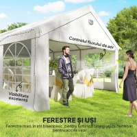 Outsunny Cort pentru Petreceri 4x6 m cu Ferestre și 4 Pereți Laterali Demontabili, din Oțel și PE, Alb(m-7)