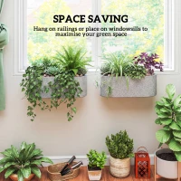 Outsunny Zestaw 2 Donic Wiszących z Systemem Drenażu i Haczykami 42 x 16 x 15 cm Jasnoszary(m-4)