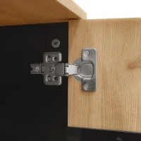 Meuble d'appoint avec vitrine, éclairage LED et verre, 80x40x120 cm, Couleur naturelle+Noir(m-7)