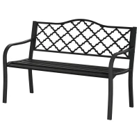 Outsunny Banco de jardim 2 lugares em ferro fundido estilo antigo com apoios de braço e encosto, 128 x 58,5 x 89 cm, preto(m-8)
