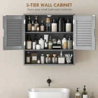 HOMCOM Bathroom Cabinet, Wall Mounted Storage Cabinet with Adjustable Shelves, 60 x 20 x 60 cm, Grey(m-4)