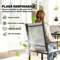 Outsunny Set de Prânz Grădină cu Orificiu pentru Umbrelă, Masă, Scaune pentru 4, Gri Deschis(m-6)