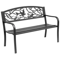 Outsunny Banco de Jardim 3 Lugares banco exterior jardim Estilo Rural Chique para varanda terraço pátio 127 x 60 x 85 cm metal epóxi anticorrosão Preto(m-1)