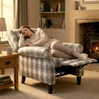 HOMCOM 160° Reclining Armchair, with Footrest - Grey and White(m-8)