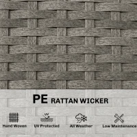 Outsunny Leżak z polirattanu w kształcie litery S, ogrodowy leżak z 5-stopniową regulacją oparcia, zagłówkiem, oddychający, odporny na UV(m-6)