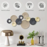HOMCOM Metal Wall Art, Modern Hanging Wall Decor with Multi-Disc Design for Living Room Bedroom Dining Room(m-6)