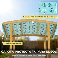 AIYAPLAY Arenero para Niños de Madera con Techo 3 Bancos 2 Cajas de PP Forro para Niños de 3-6 Años 128x118x121 cm Azul(m-7)