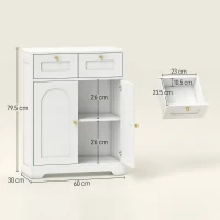 HOMCOM Bathroom Floor Cabinet with 2 Drawers - White(m-3)