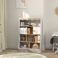 AIYAPLAY Bibliothèque enfant rangement livre enfant meuble de rangement pour jouets avec 4 étagères, 2 casiers et placard(m-10)