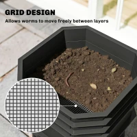 Outsunny Kompostownik 28 litrów, 39 x 39 x 51,5 cm szybki kompostownik z tackami, termokompostownik ciemnoszary(m-7)