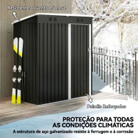 Outsunny Abrigo de Jardim Exterior 1,37 m² 163x90x179 cm com Porta com Fechadura e Grelhas de Ventilação Cinzento Escuro(m-5)