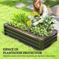 Outsunny Carré potager de jardin rectangulaire tôle d'acier ondulée 120 x 60 x 30,5 cm gris(m-6)