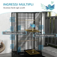 PawHut Gabbia per Uccelli con Vassoio Estraibile e Posatoi, Voliera per Pappagalli, 61x36.5x98cm, Nero(m-5)