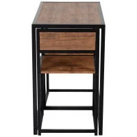 HOMCOM 3-częściowy Zestaw stołowy Zestaw stolików barowych 3-częściowy, 2 Krzesła, 1 Stół, 90 cm x 47 cm x 76 cm, Brąz + Czarny(m-4)