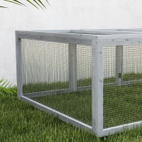 PawHut Adăpost pentru animale mici, țarc pentru animale mici, parc exterior, cușcă pentru animale mici cu ușă, adăpost pentru porcușori de Guineea, parc de joacă exterior, casă pentru animale mici din lemn de brad, 181 x 100 x 48 cm, Gri(m-4)