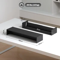 HOMCOM Elevador de ecrã para PC suporte de ecrã de 100 cm suporte de monitor com dois compartimentos, preto(m-3)