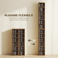 HOMCOM Set 2 Rafturi pentru CD-uri cu Polițe Reglabile pentru 204 CD-uri din Lemn, 21x22,5x88,5 cm, Maro Rustic(m-5)