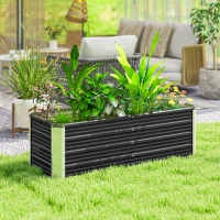 Outsunny Hochbeet aus Stahl Gartenbeet Pflanzkasten Blumenkasten Blumenkübel mit Handschuhe Kohlegrau 125 x 47 x 44 cm(m-7)