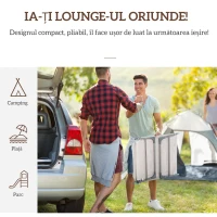 Outsunny Șezlong Pliabil cu Spătar Reglabil în 5 Poziții și Pernă, Șezlong de Grădină cu Material Textil Respirabil, pentru Plajă, Piscină, Grădină, 182x56x28 cm, Crem(m-4)