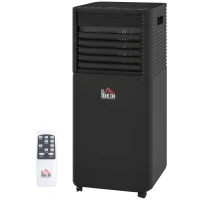 HOMCOM Ar condicionado portátil 7000 BTU com controle remoto, temporizador 24H, até 26 m², classe energética A, preto(m-8)
