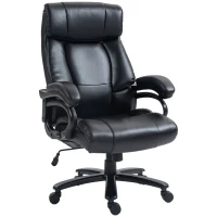 Vinsetto Fauteuil de bureau massant avec fonction de chauffage 2 points de massage par vibration revêtement synthétique noir(m-12)