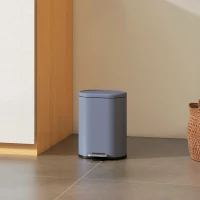 HOMCOM Coș de bucătărie 6L, coș cu pedală din metal cu coș interior, capac cu închidere lină, 24,5x21,5x29,5cm, gri(m-6)