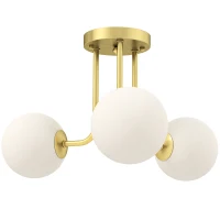 HOMCOM Plafon LED 25W, 3 luzes com soquetes G9, cúpulas globais, 42 x 42 x 26,5 cm, dourado(m-8)