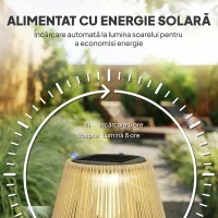 Outsunny Lampă Solară Impermeabilă cu Aprindere Automată, din Ratan și Oțel, 35x35x55 cm, Galben(m-4)