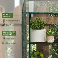 Outsunny Mini-szklarnia, 3 poziomy, 6 metalowych półek, 2 otwory, plandeka z tworzywa sztucznego, przezroczysta(m-4)