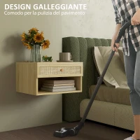 HOMCOM Set 2 Comodini con Cassetto e Ripiani Aperti in stile Boho, in Truciolato e Rattan, 40x34x23 cm(m-5)