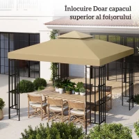 Outsunny Acoperiș de Rezervă pentru pavilion de Grădină Pânză de Rezervă pentru pavilion tonel Tendă 3 x 3 m Bej(m-7)