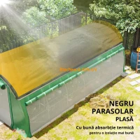 Outsunny Seră tip tunel 6 x 3 x 2 m cu plasă de protecție solară, pereți laterali rulabili, învelitoare din plastic, cadru din oțel, verde(m-7)