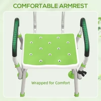 HOMCOM EVA Padded Shower Chair for the Elderly and Disabled, Height Adjustable Shower Stool with Back and Arms, 4 Suction Foot Pads, Green(m-5)