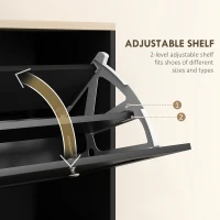 HOMCOM Modern Compact Three-Drawer Shoe Storage Cabinet - Black(m-5)