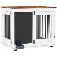 PawHut Cușcă pentru câine cușcă interioră cu 2 uși tablă neagră pentru câini talie medie 20 kg 80 x 60 x 70 cm alb(m-1)