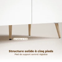 HOMCOM Table basse rectangulaire, table de salon moderne avec 2 tiroirs, 5 pieds en bois de pin, 100x50x46cm, chêne et blanc(m-6)