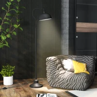 HOMCOM Lampadar pe picior pentru living rotativ la 180°, lampă în arc cu abajur reglabil, întrerupător la picior, 42x25,5x152cm, negru(m-2)