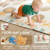 AIYAPLAY Baby Play Mat, Double Sideded Foldable Kids Crawling Mat, Reversible & Waterproof, Animal(m-6)