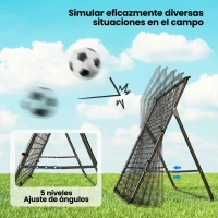 SPORTNOW Red de Rebote Plegable Reboteador de Fútbol Ángulo Ajustable de 5 Niveles con Tubo de Acero 120x73x112 cm Negro(m-4)
