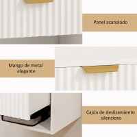 HOMCOM Juego de 2 Mesitas de Noche Flotantes con Cajón con Frente Acanalado y Estante Abierto 40x34x29 cm Blanco(m-7)