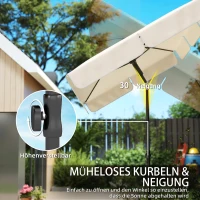 Outsunny Sonnenschirm 183 x 122 cm, Wasserabweisend Balkonschirm mit 3-fach Neigung mit 8 Streben Beige(m-6)