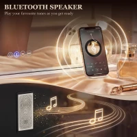 HOMCOM Vanity Mirror with Lights, Dimmable Makeup Mirror with Adjustable Colour Temperature, RGB Light, Bluetooth Speaker White(m-7)