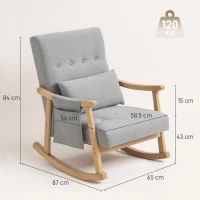 HOMCOM Wood Frame Rocking Accent Chair - Light Grey(m-3)