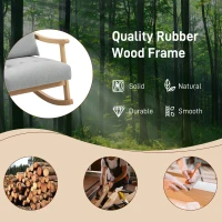 HOMCOM Wood Frame Rocking Accent Chair - Light Grey(m-7)